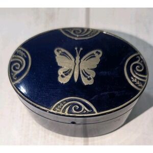 Antique Lucretia Vanderbilt Face Powder Tin Vanity Box Butterfly Decor 1920s
